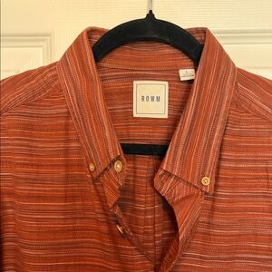 ROWM Men's Striped Orange Shirt
